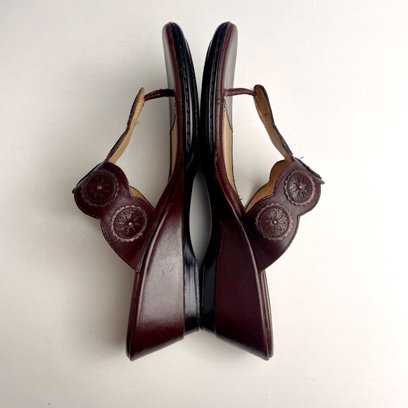 Söfft brown leather wedge sandals size 9M - Picture 7 of 10